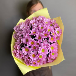 Букет из 9 розовых кустовых хризантем